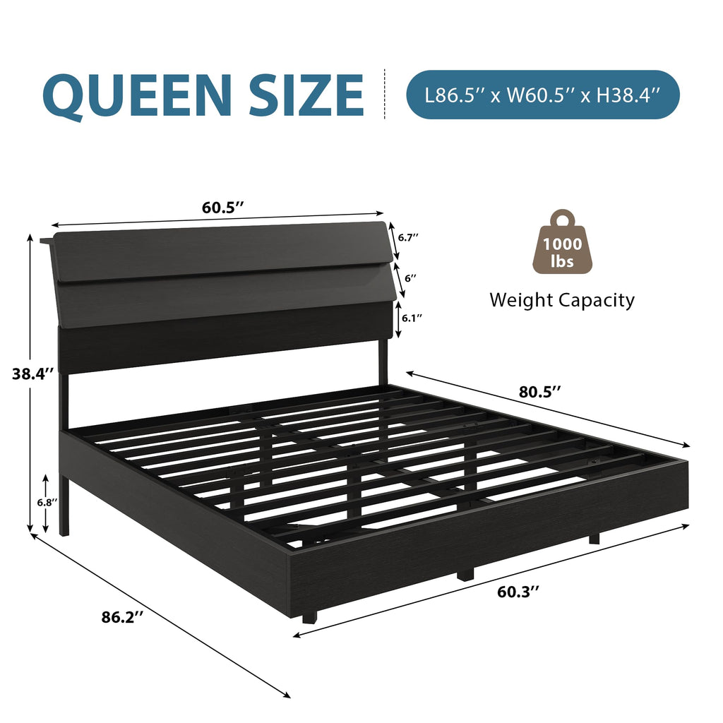 GalnFu King Size Floating Bed Frame with LED Lights