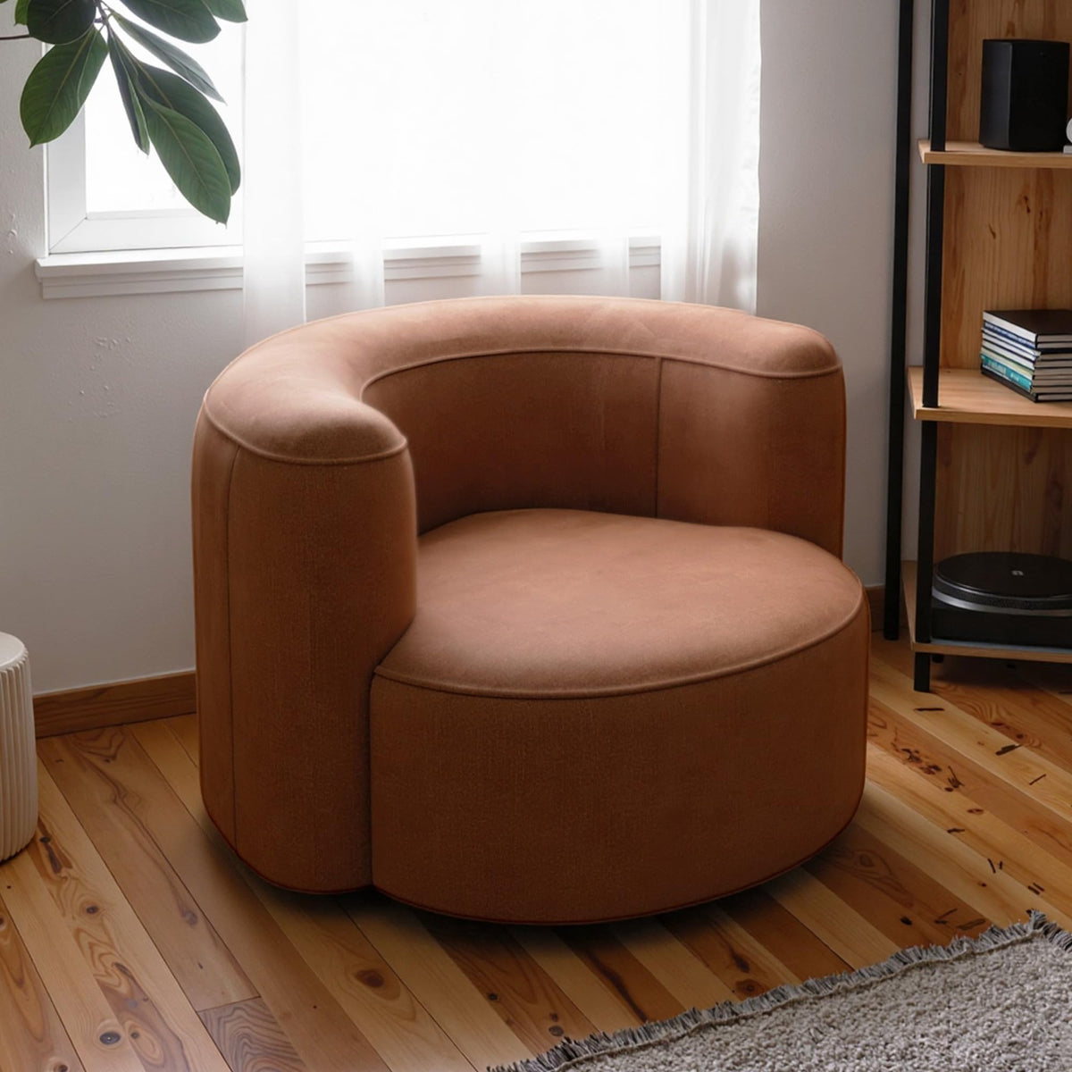 Acanva Mellow Tight Curved Back Accent Chairs Set of 2, Velvet Sofa