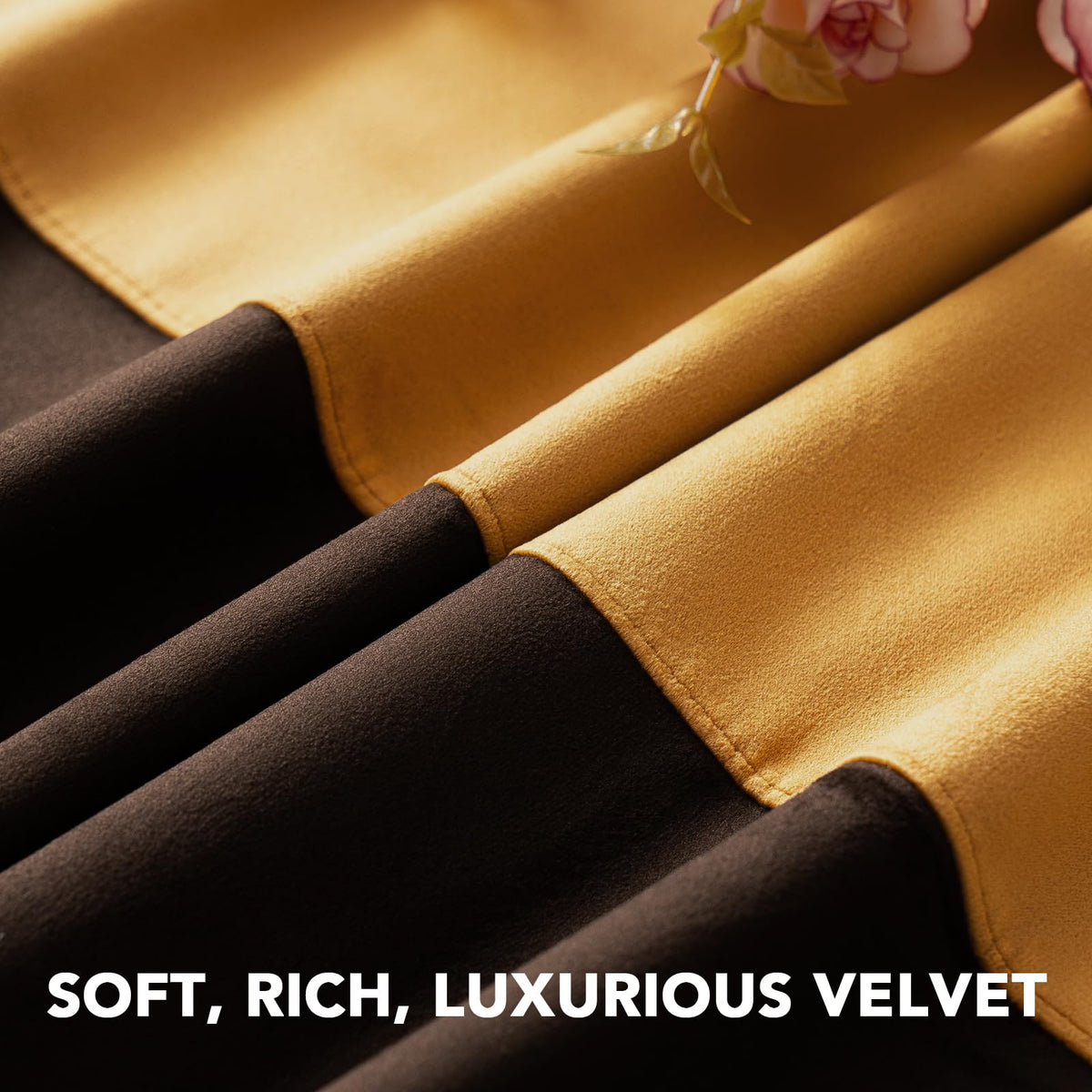 Velvet Color-Block Curtain Set