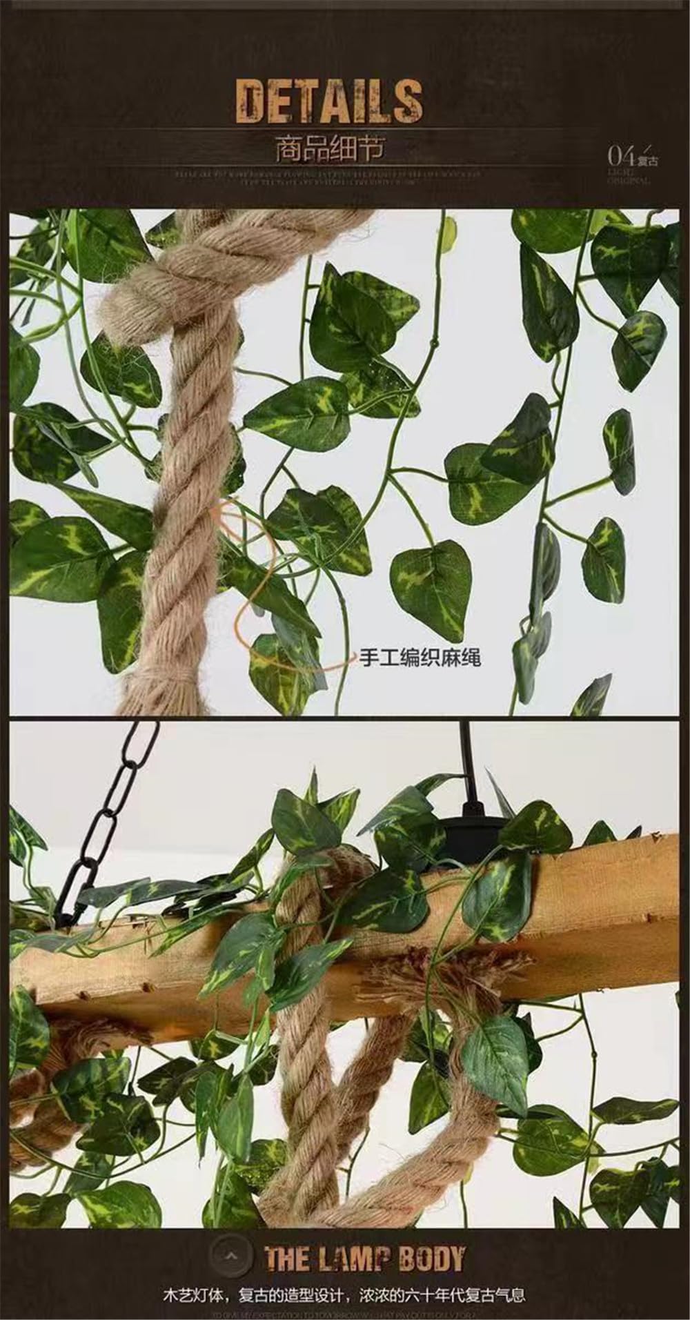 American Pastoral Restaurant Pendant Light LED Retro Creativity Hemp Rope Music