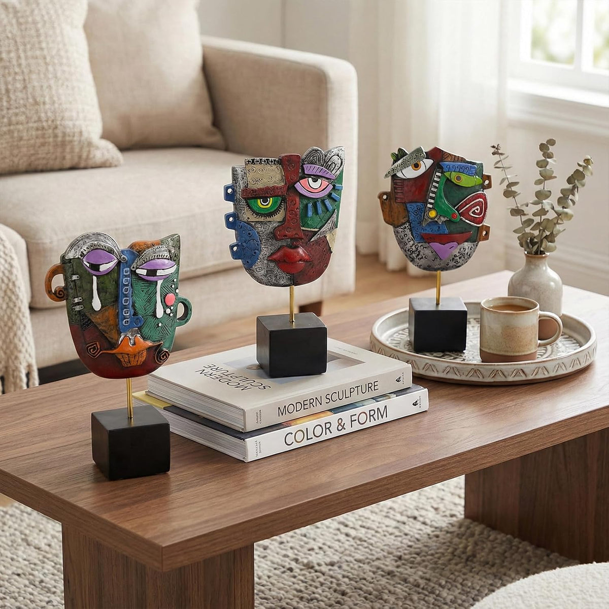 Colorful Abstract Face Sculpture