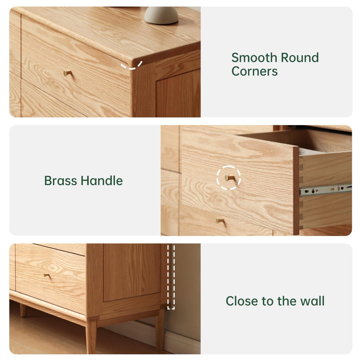 Solid Wood Two-Drawer Nightstand