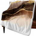 Brown & Gold Marble Sherpa Fleece Throw Blanket