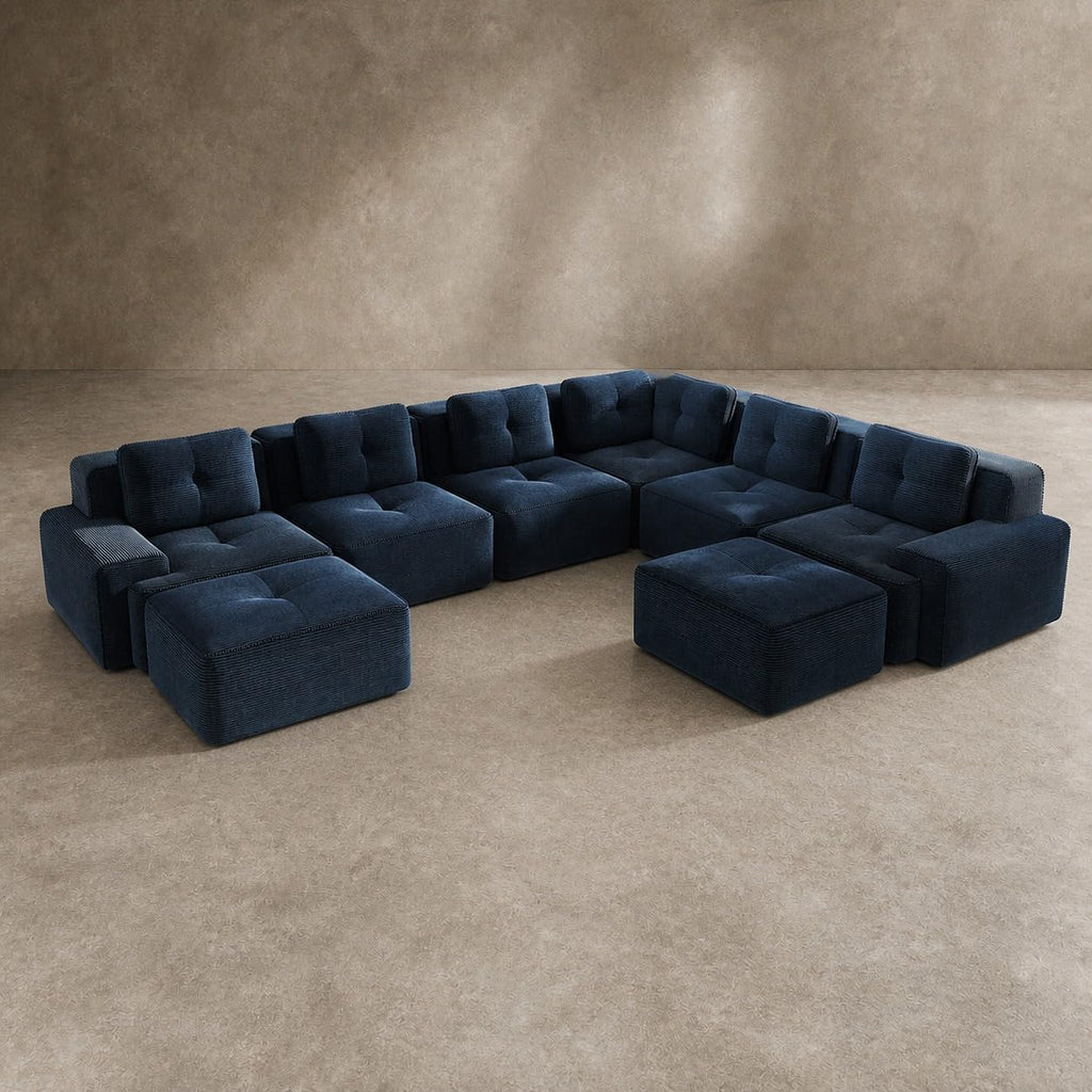 Camel Couch, Corduroy Couch, Boneless Modular Sectional Sofa Set, 5-Seat, Oversized