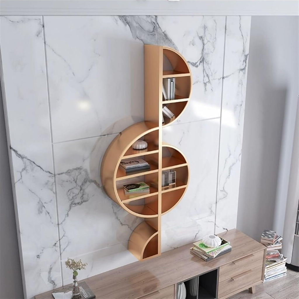Musical Note Gold Metal Wall Bookshelf