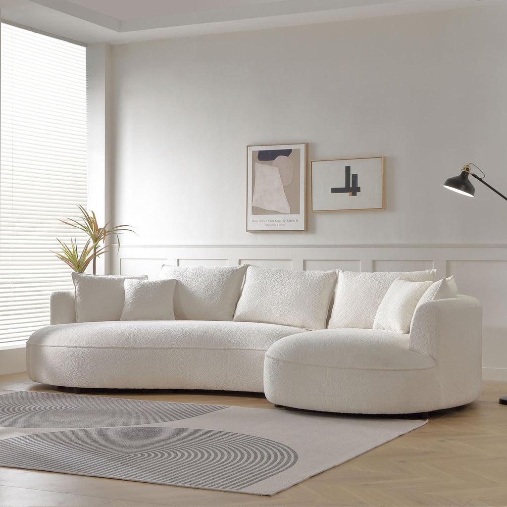 102.36" Curved Sectional Sofa, Gray Velvet 4-Seat Couch