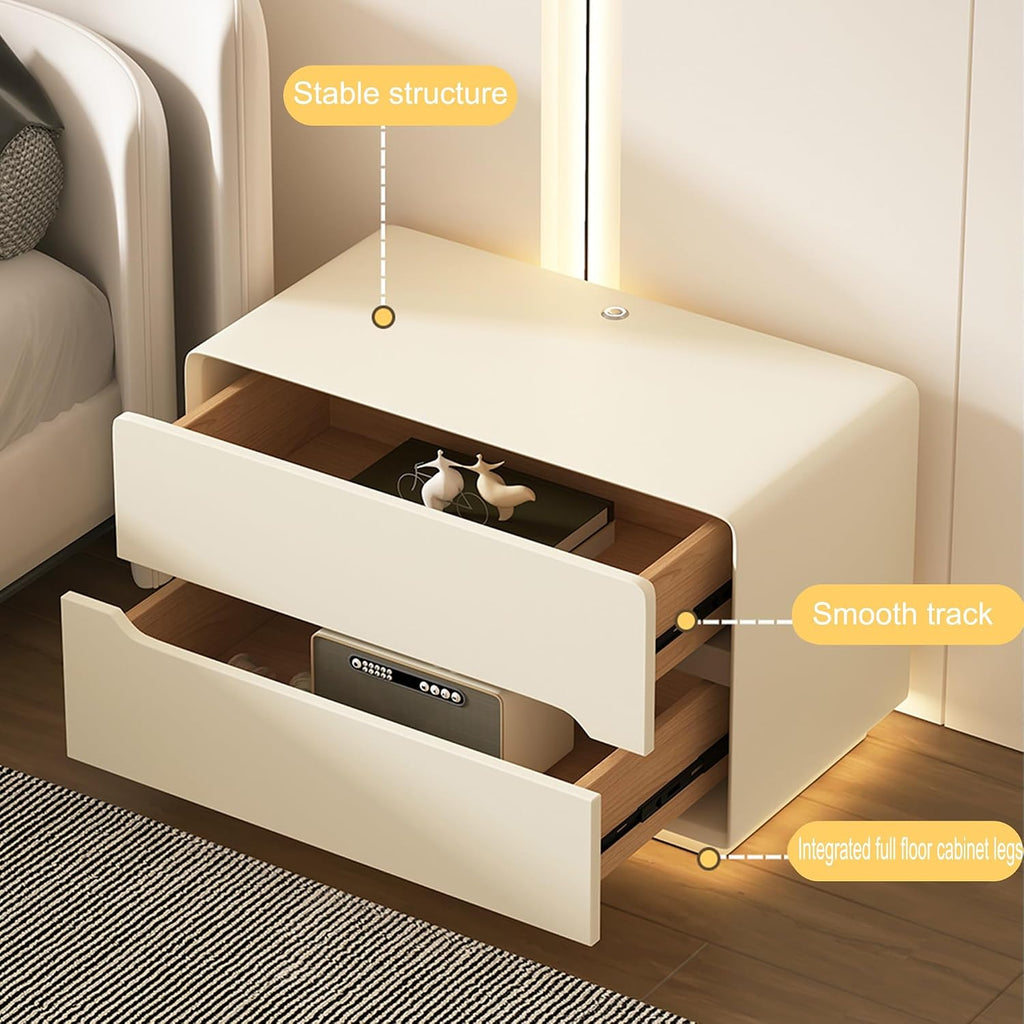 Night Stand Nightstand with LED Light Dresser Bedside Table Side Table for Bedroom End Table with Drawers Bedroom Furniture Storage Cabinet for Living Room Sofa(Gray,50 * 40 * 50cm)