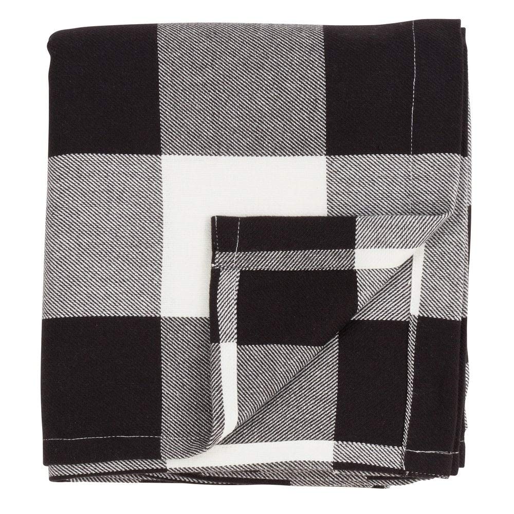 White & Black Buffalo Plaid Rod-Pocket Curtain