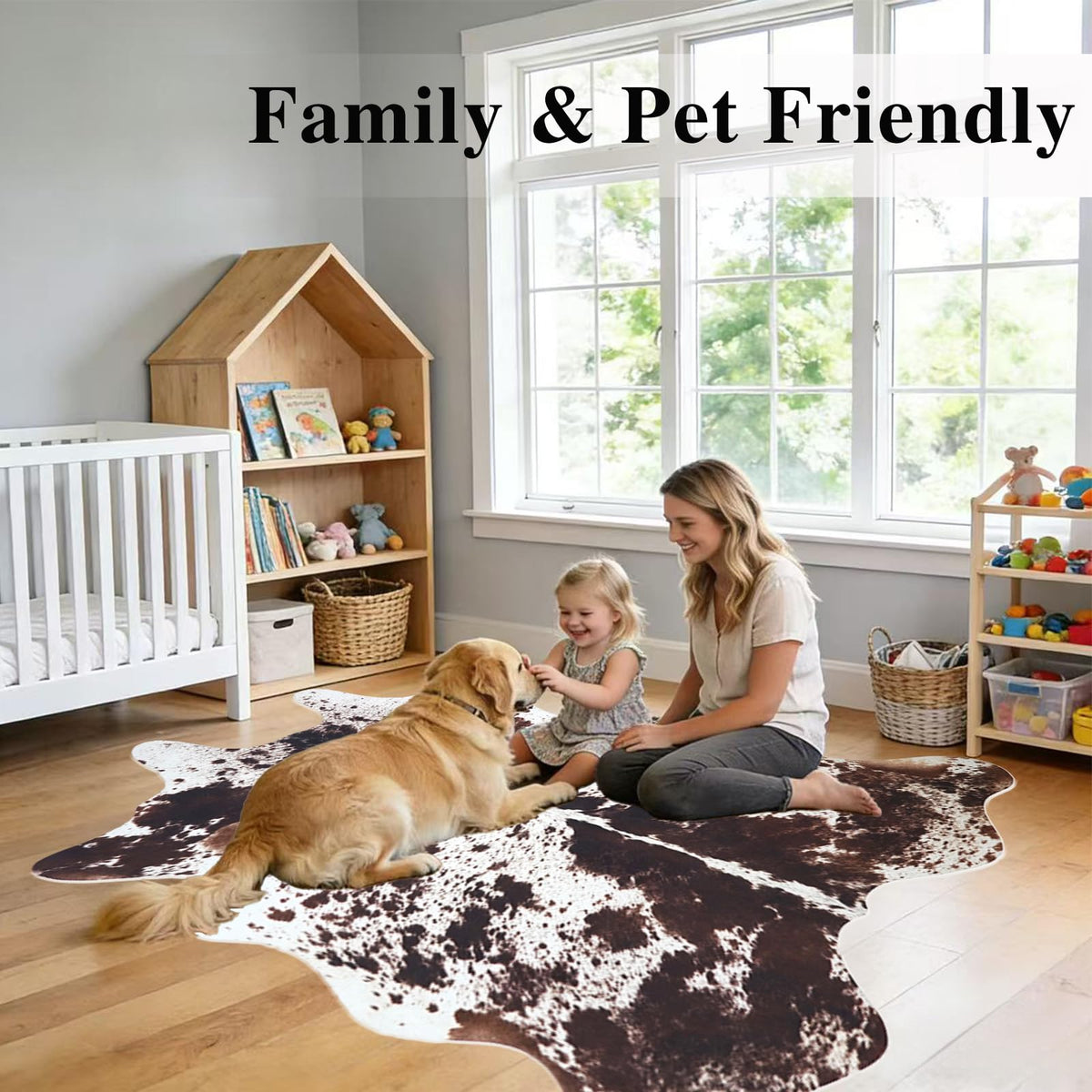 Faux Cowhide Rug 4.6x5.2 ft Cow Hide Faux Cowhide for Living Room Bedroom Dining