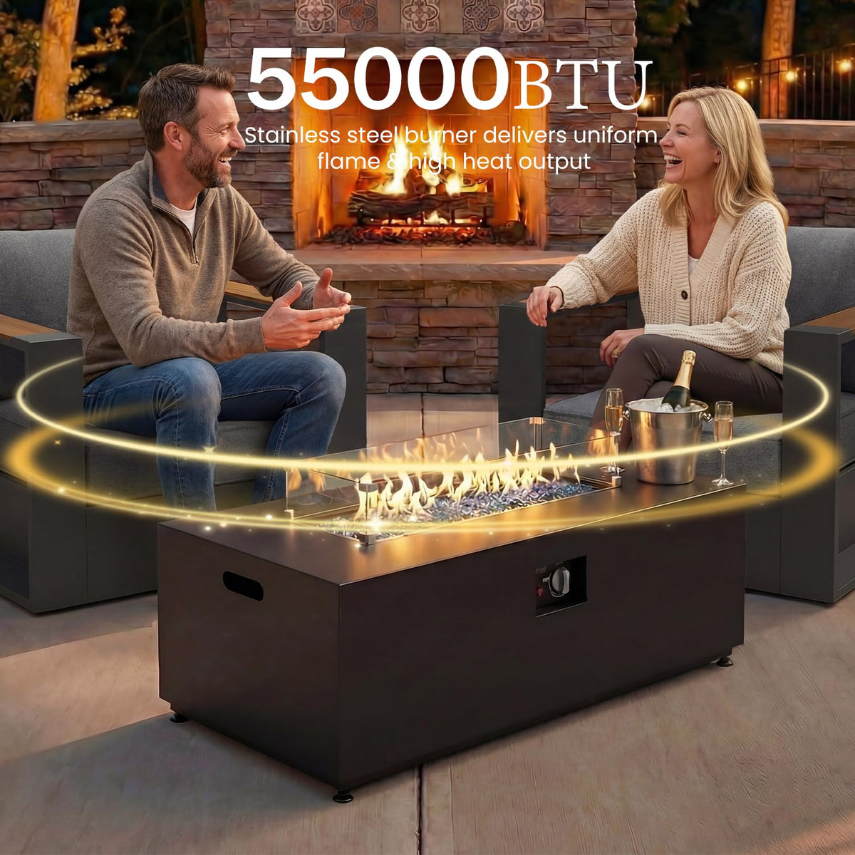 Aluminum Patio Set with Fire Pit Table