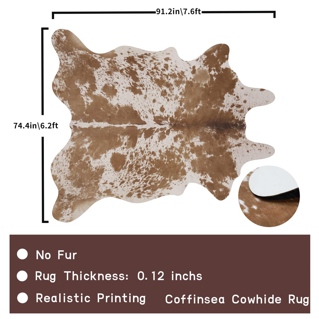 Faux Cowhide Rug 4.6x5.2 ft Cow Hide Faux Cowhide for Living Room Bedroom Dining