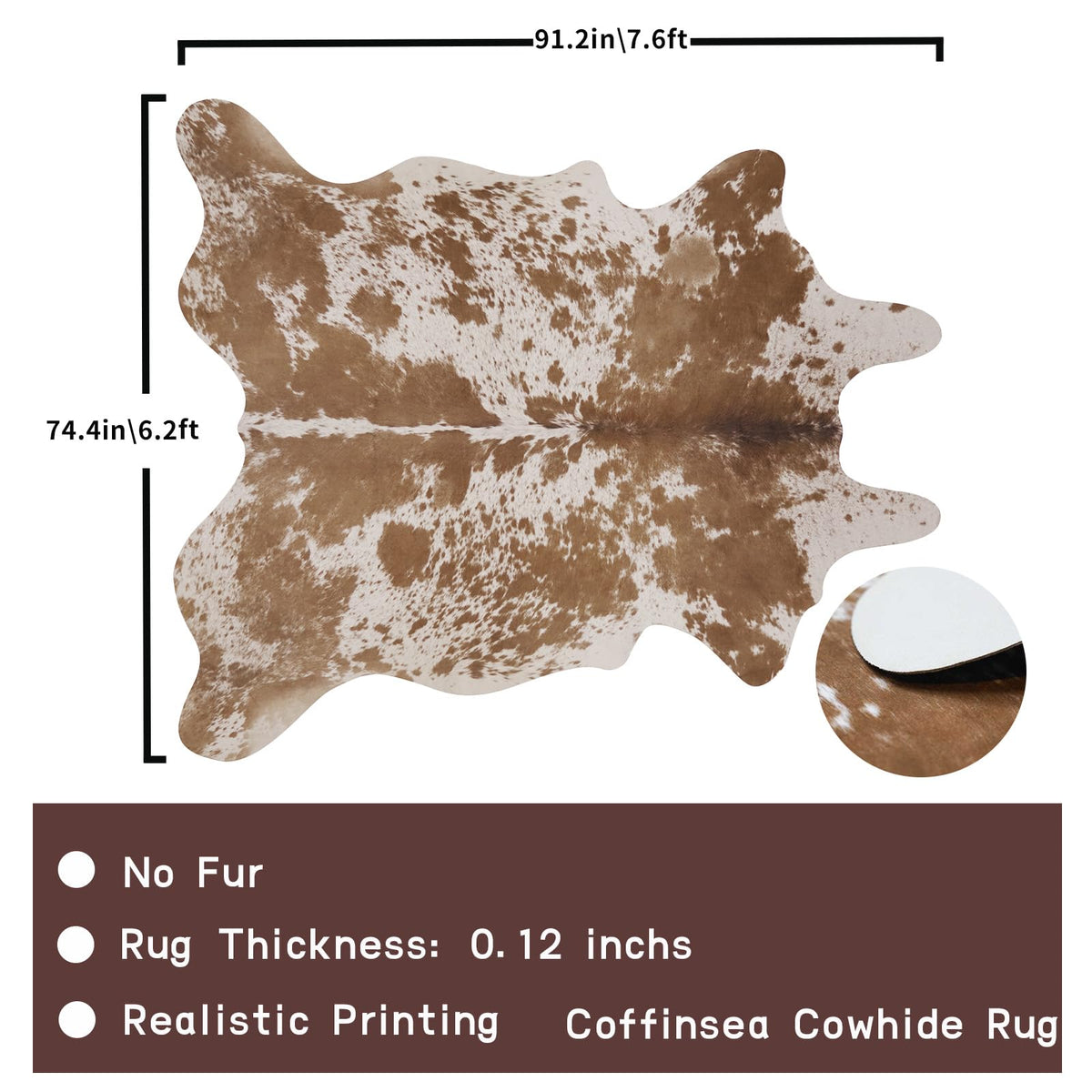 Faux Cowhide Rug 4.6x5.2 ft Cow Hide Faux Cowhide for Living Room Bedroom Dining
