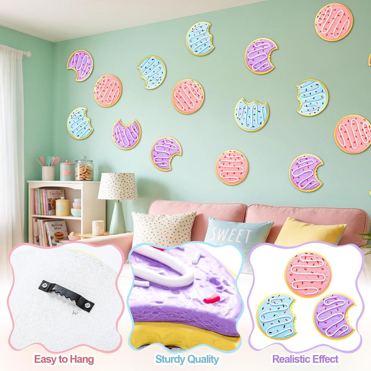 Three-Dimensional Sprinkle Cookie Wall Art Set