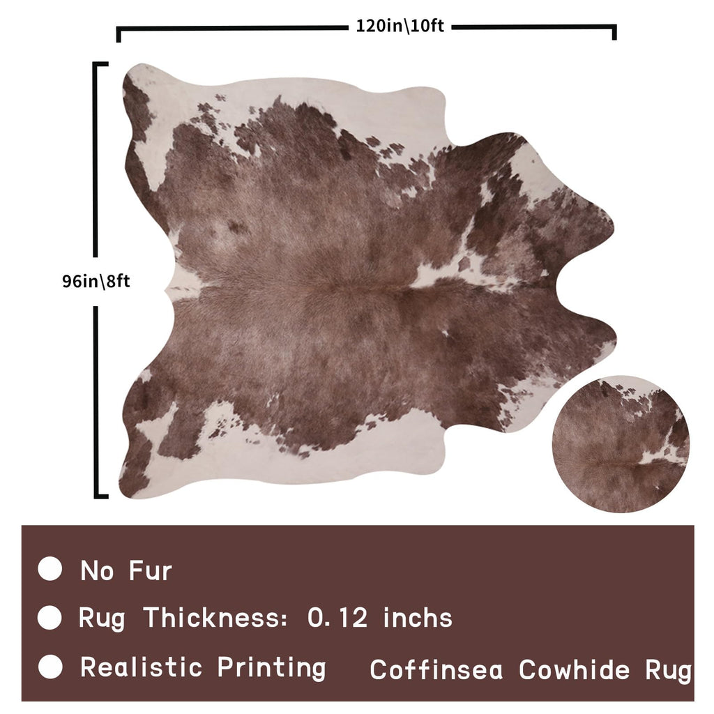 Faux Cowhide Rug 4.6x5.2 ft Cow Hide Faux Cowhide for Living Room Bedroom Dining