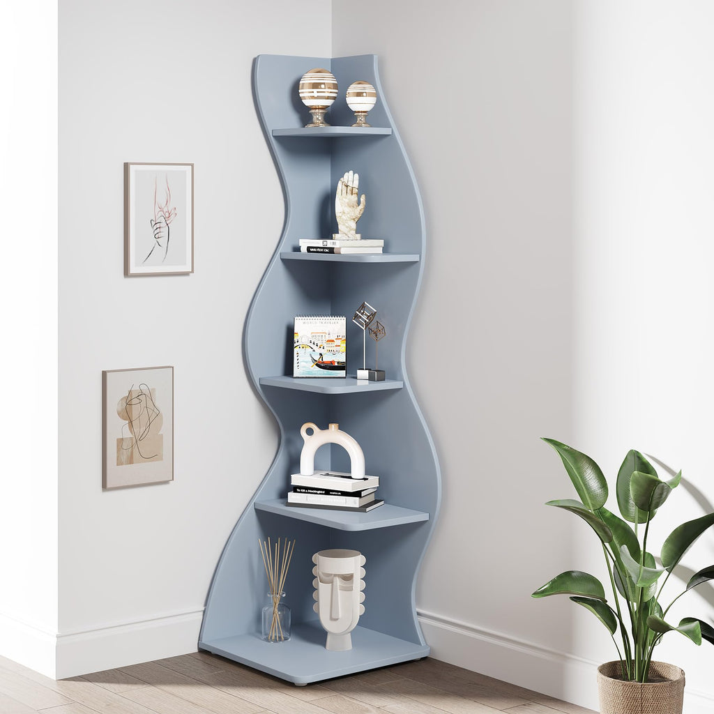 Modern Five-Tier Corner Bookshelf
