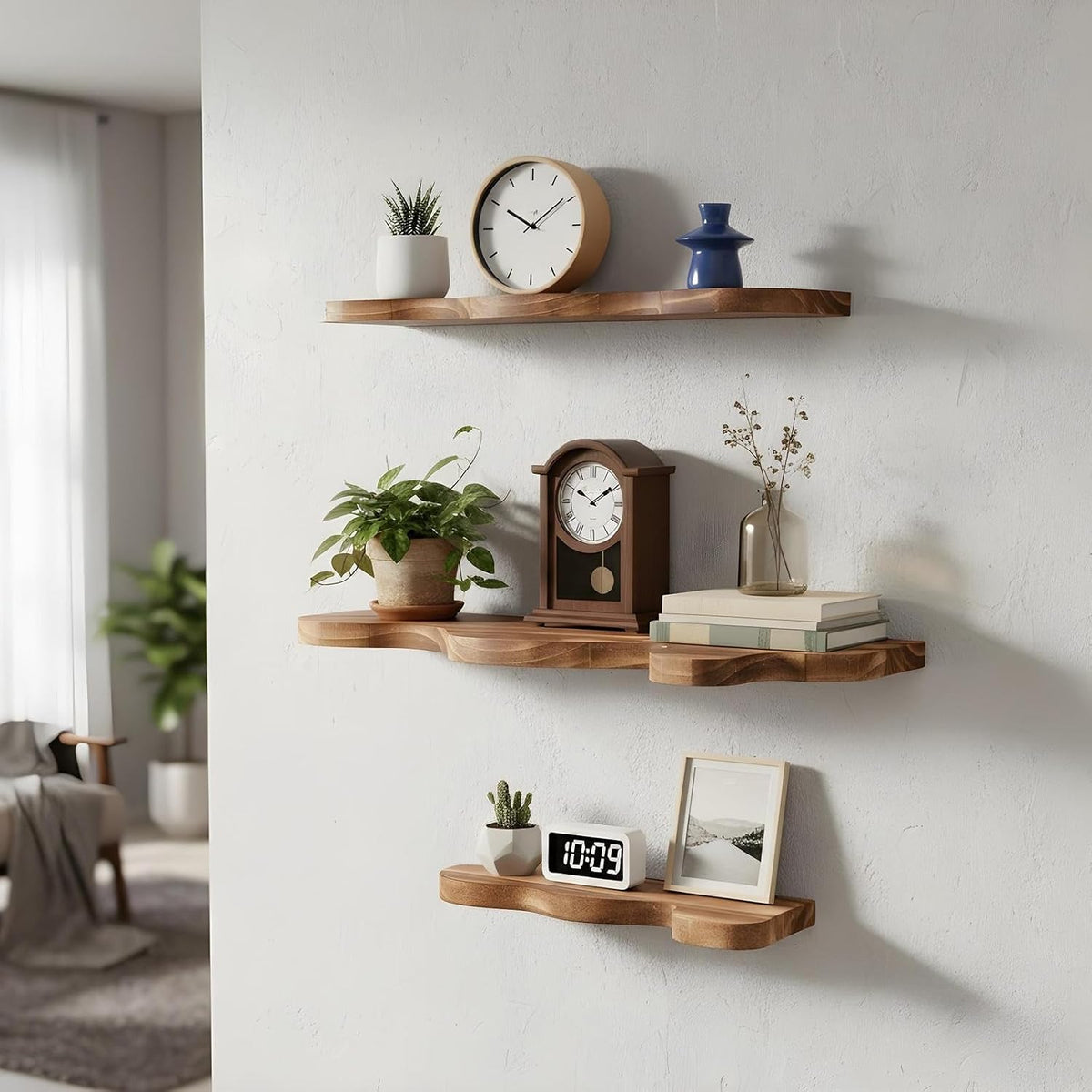 Live-Edge Cloud Floating Shelves – 3-Set