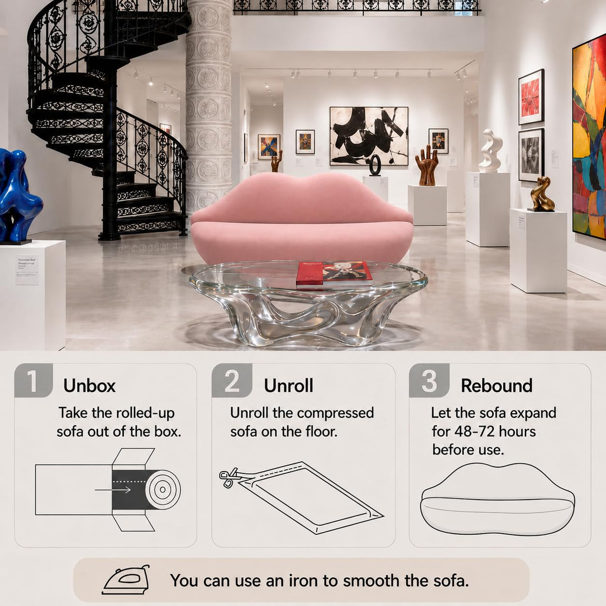 Lip-Shaped Sculptural Sofa, Modern Artistic Statement Couch, Unique Curved Accent Seating for Home and Commercial Spaces.(White，78.74inches)