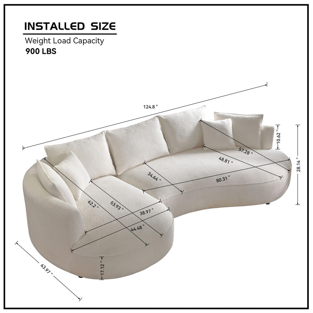 102.36" Curved Sectional Sofa, Gray Velvet 4-Seat Couch