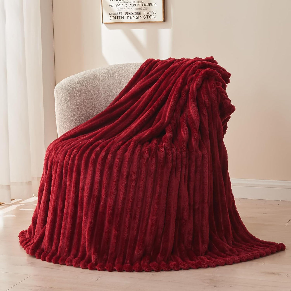 Ribbed Fleece Throw Blanket