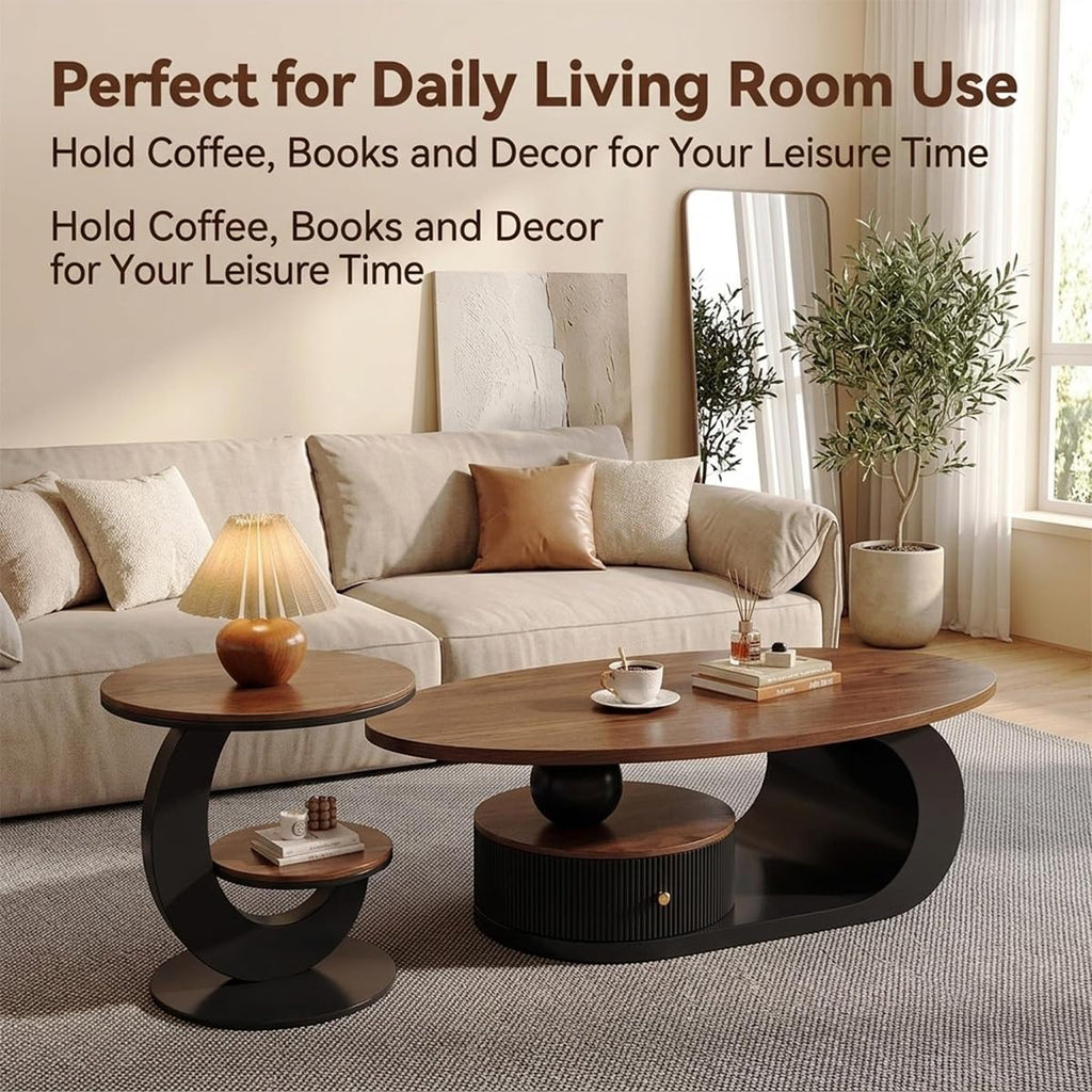 Luxury Curved Walnut Coffee Table