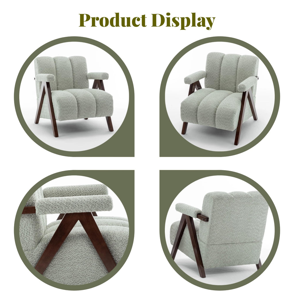 Mid Century Modern Accent Chairs Set of 2 with Solid Wood Frame