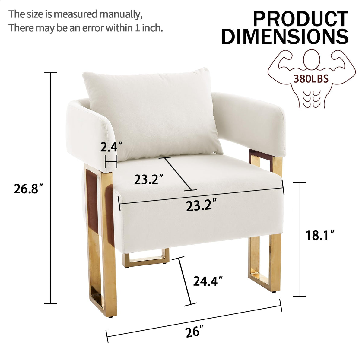 Upholstered Barrel Accent Chairs with Gold Legs – Set of 2