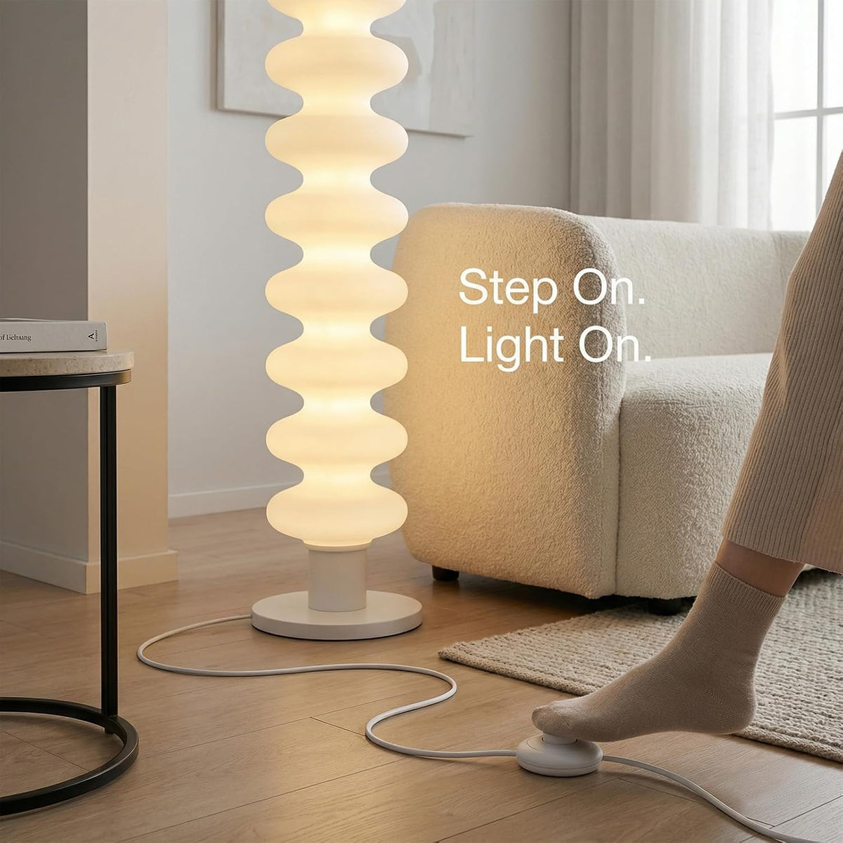 Modern Floor Lamp with White Acrylic Shade＆ 3 Color Temperatures