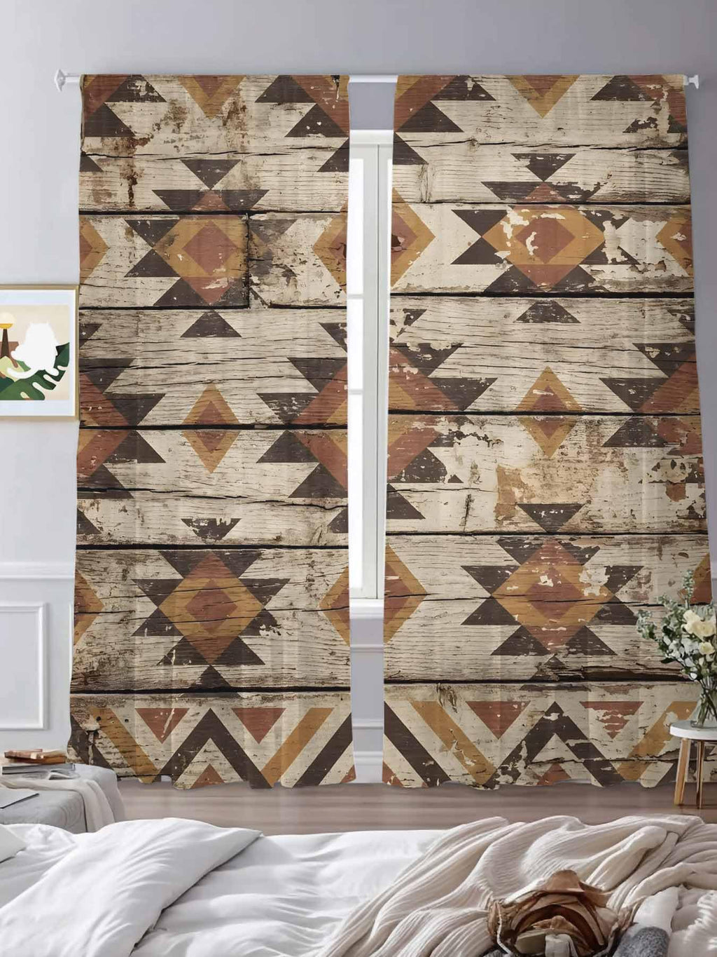 Diamond Tribal Sheer Curtains, Set of Two