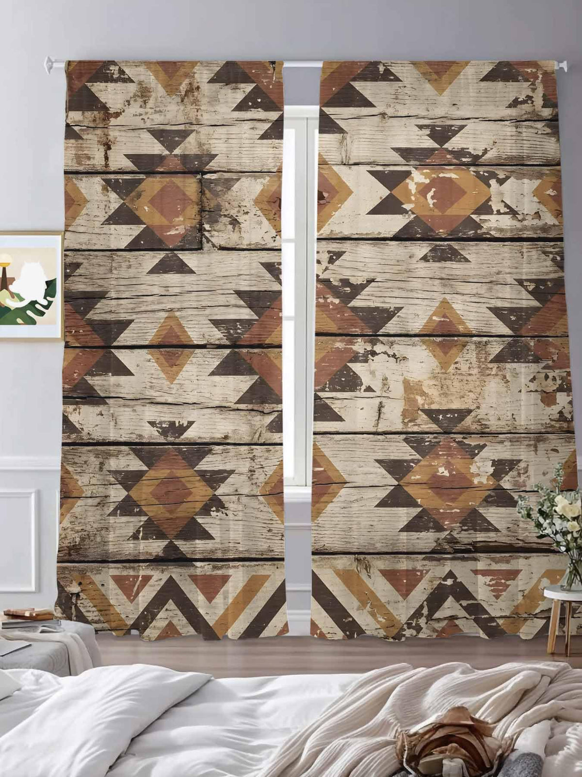 Diamond Tribal Sheer Curtains, Set of Two
