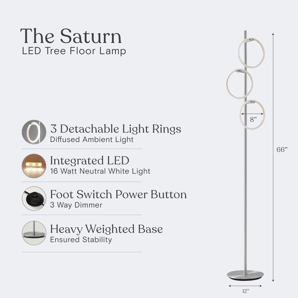 Saturn Three-Head LED Floor Lamp
