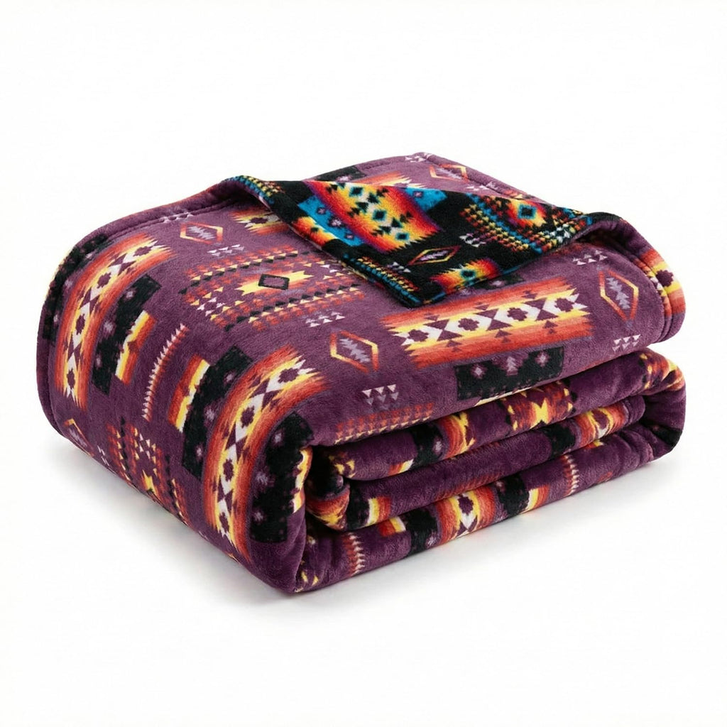 Sacred Thread Aztec Blanket Fleece, Western Blanket (Coffee Flannel) (King)