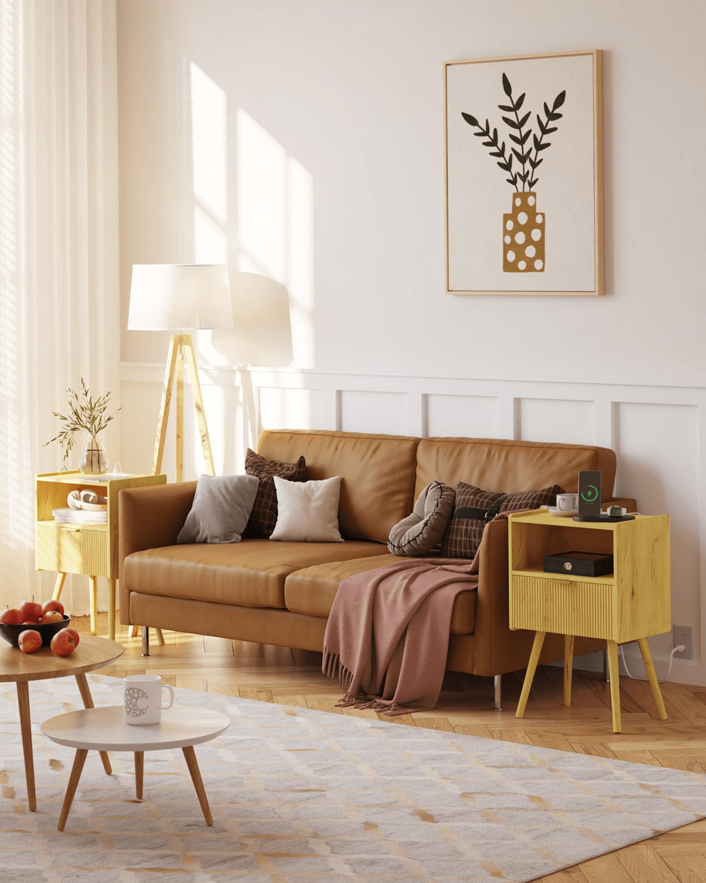 Modern Nightstand with Drawer & Open Shelf