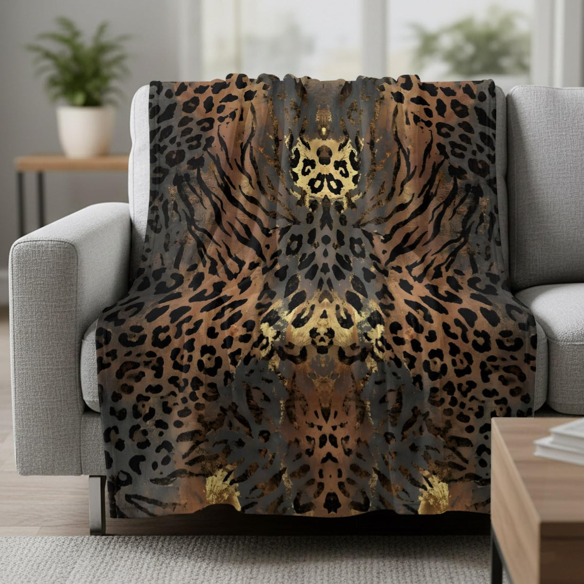 Leopard-Print Flannel Throw Blanket