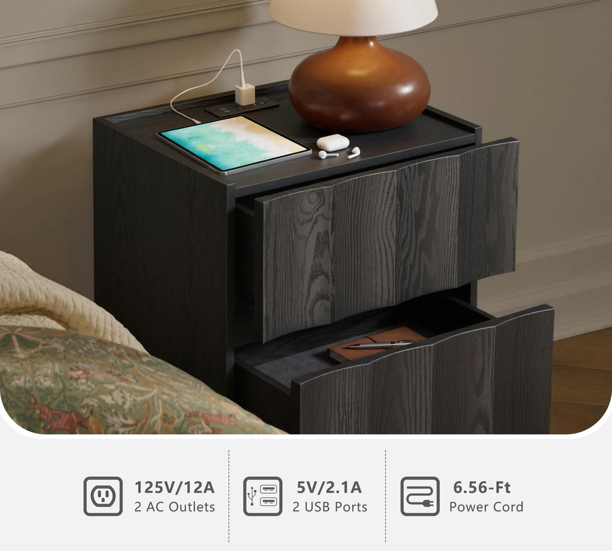 Fluted Charging Nightstand