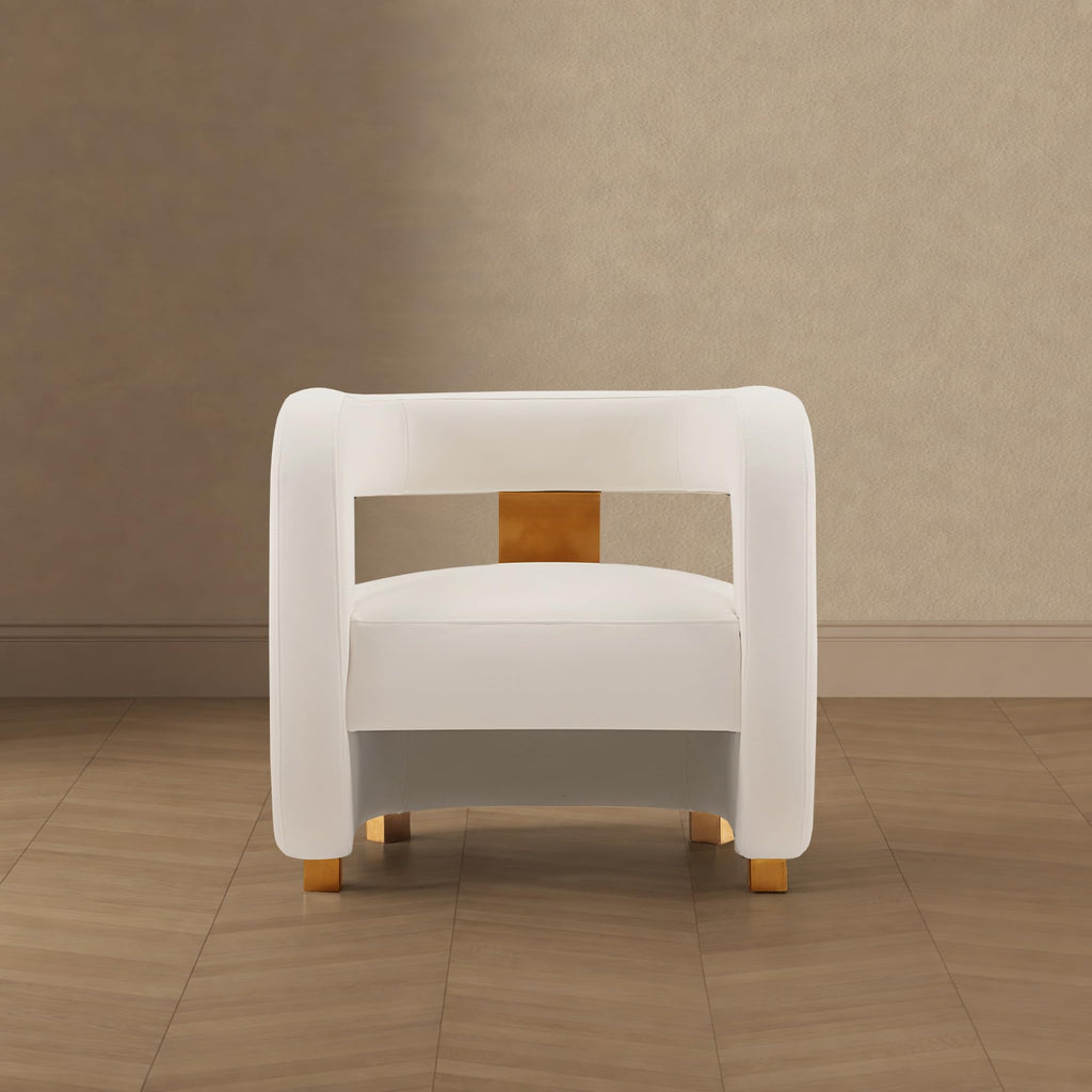 Manhattan Comfort Amirah Modern Velvet Accent Chairs with Geometric Floating Open