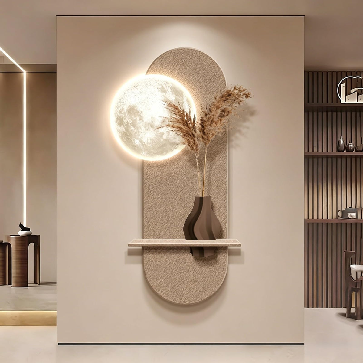 Illuminated Moon Wall Sculpture
