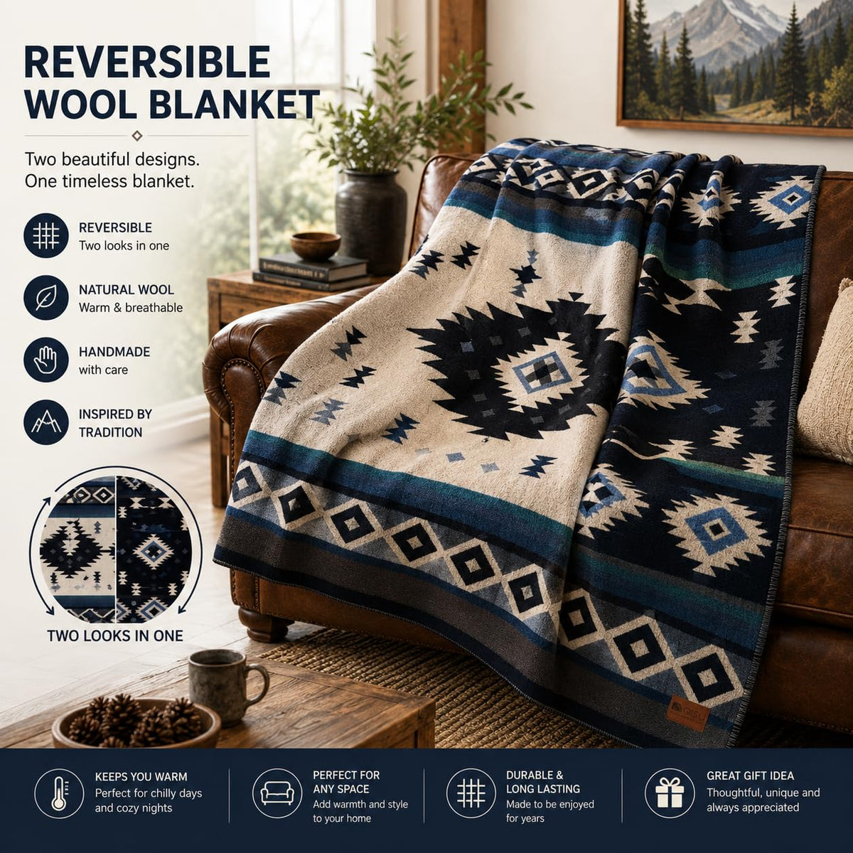 Handmade Ecuadorian Wool Throw Blanket