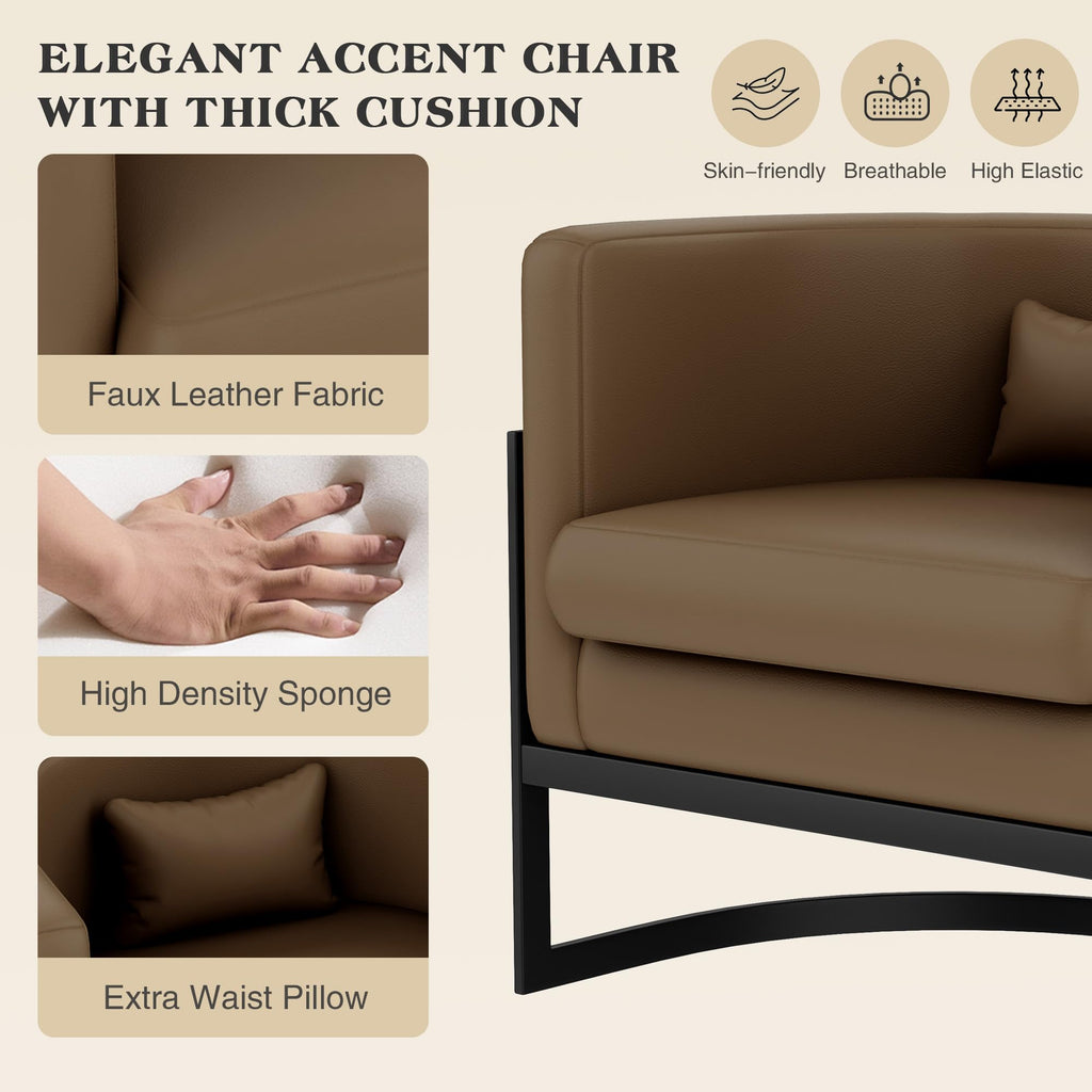 Velvet Accent Chair Ivory Modern Barrel Chair with Gold Legs
