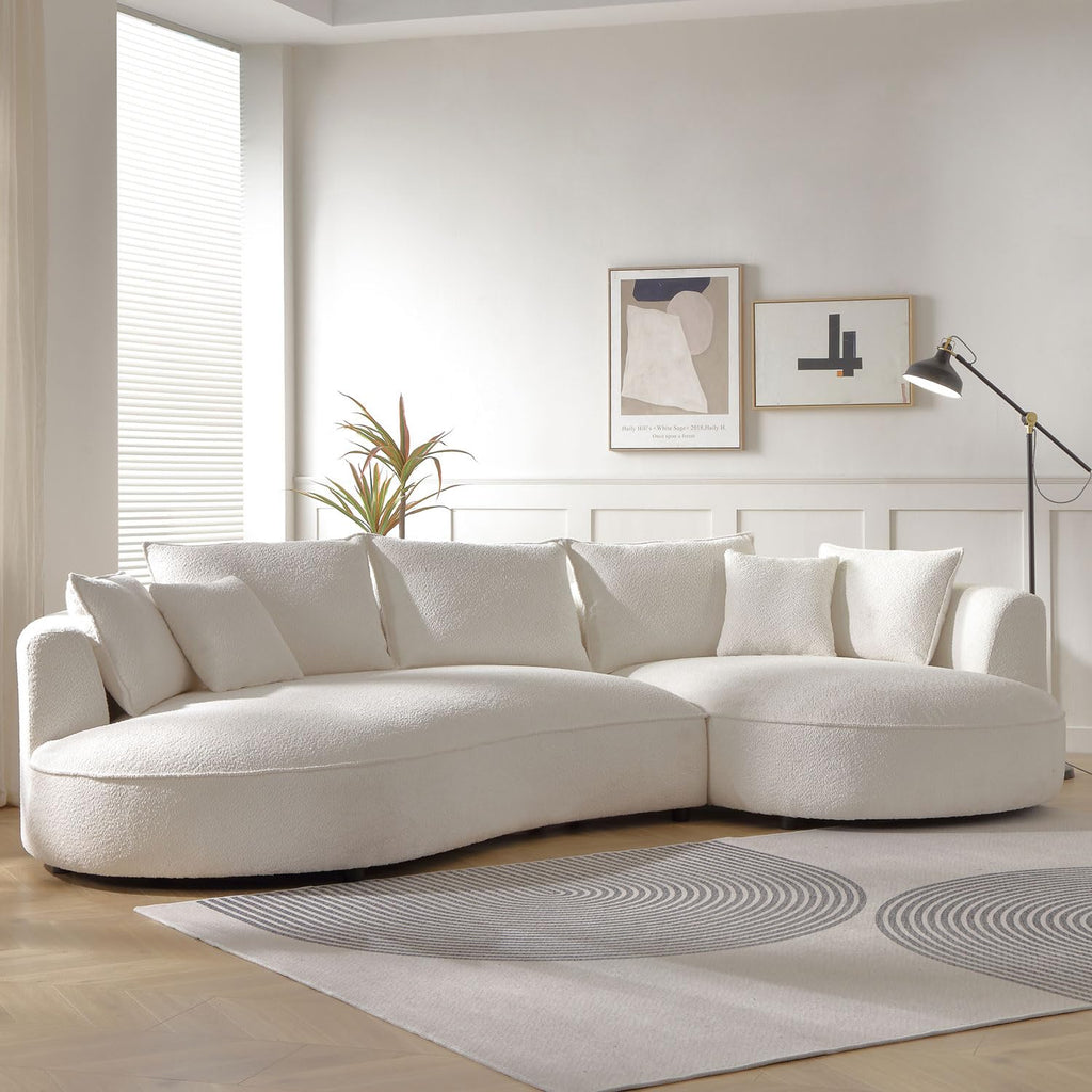 102.36" Curved Sectional Sofa, Gray Velvet 4-Seat Couch