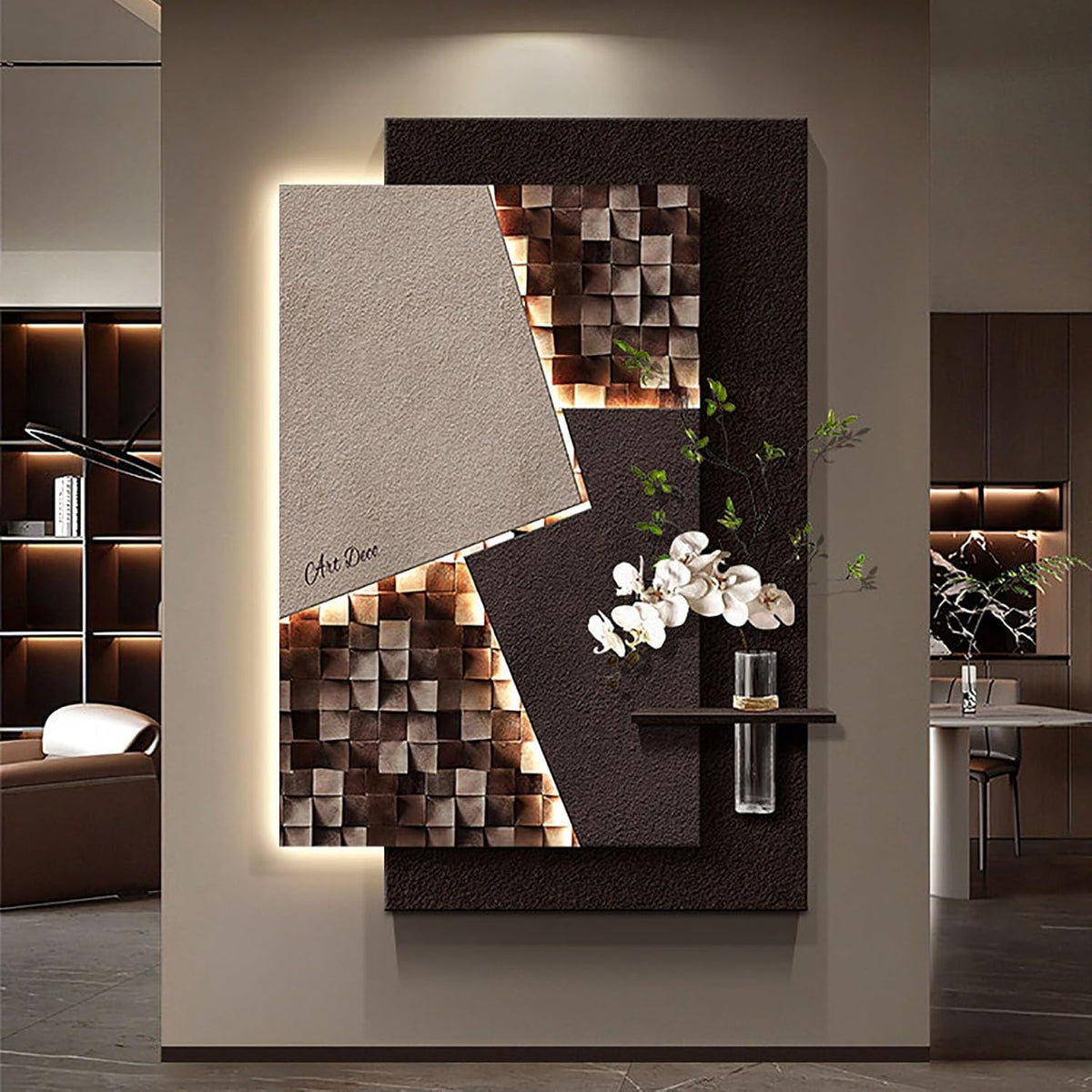 3D Sandstone Wall Art with LED Lighting