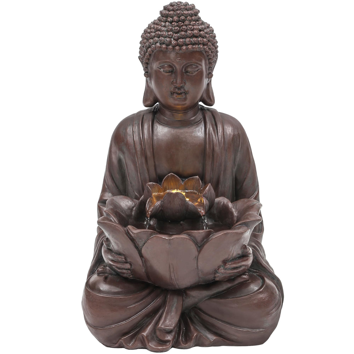 23" H Tiki Statue Outdoor Water Fountain with LED Lights
