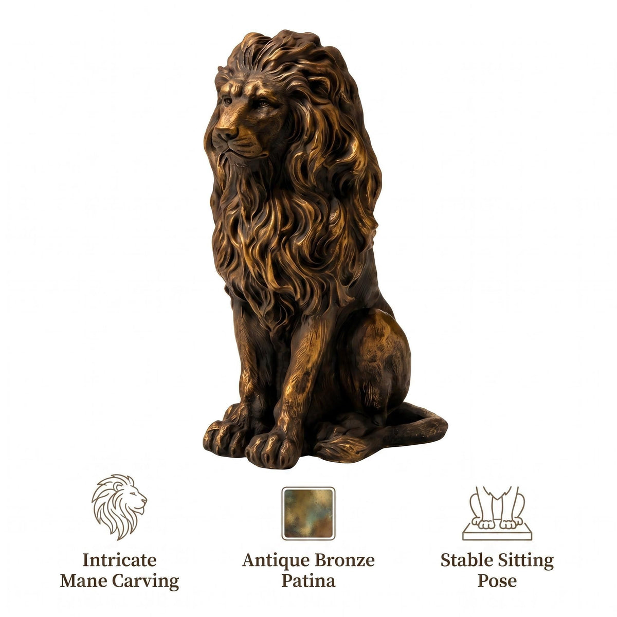 Large Gold Lion Statue, Resin Garden Sculpture, Outdoor Decor