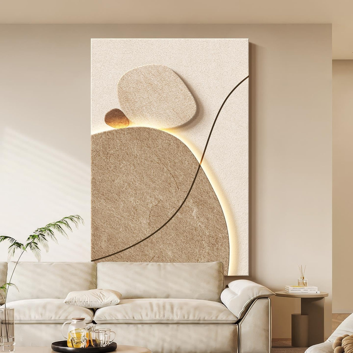 Geometric 3D Sandstone LED Wall Art