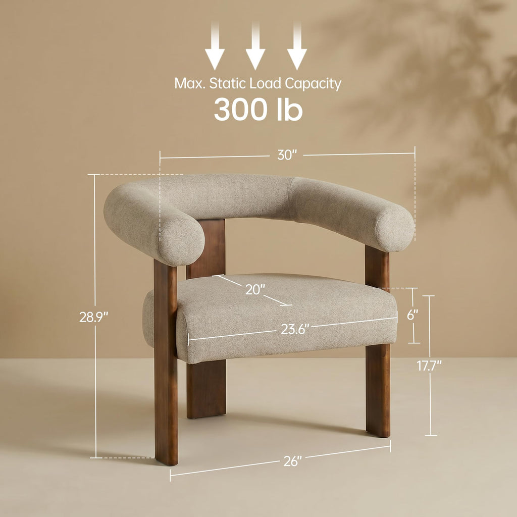 VKNOW Barrel Accent Chairs Set of 2 with Armrests and Rubberwood Legs