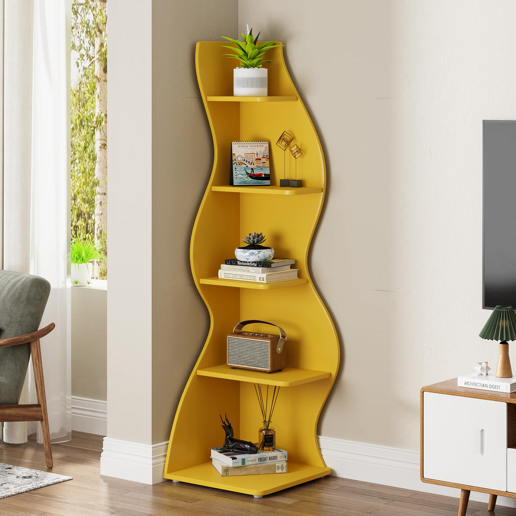 Modern Five-Tier Corner Bookshelf