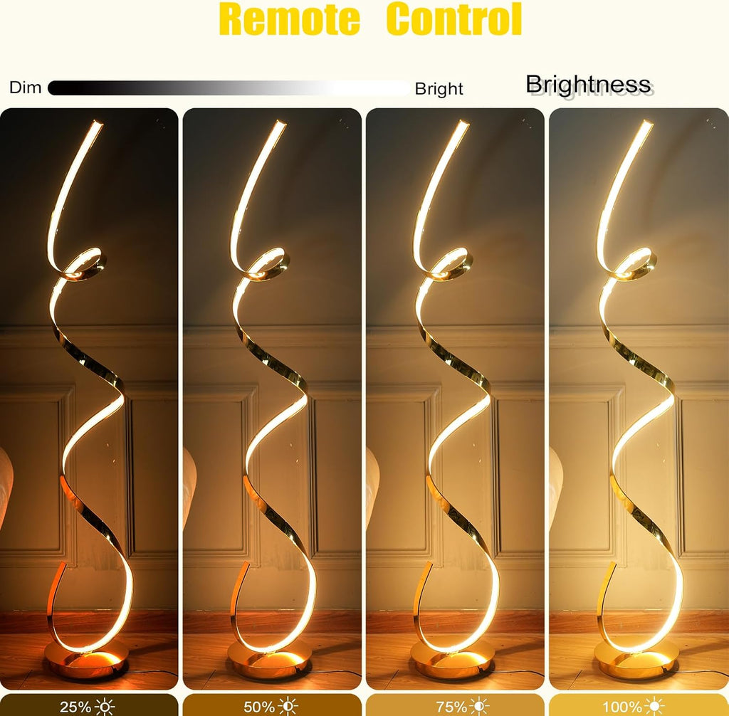 3 Color Temperature LED 60W 59inches Golden Electroplated Floor Lamp with Remote