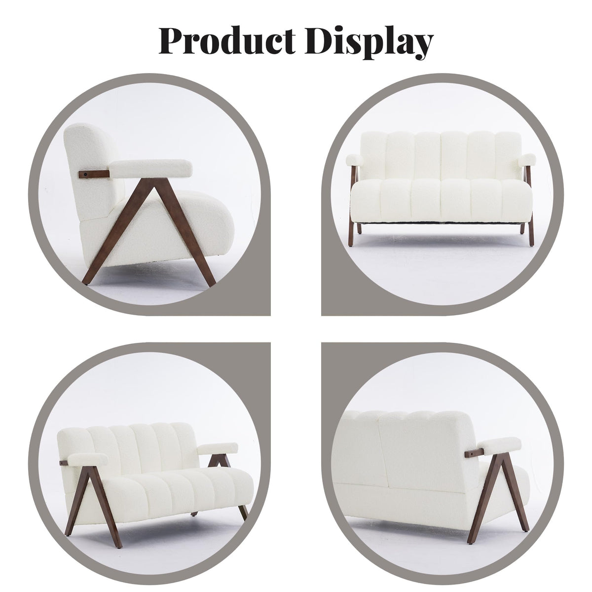 Mid Century Modern Accent Chairs Set of 2 with Solid Wood Frame