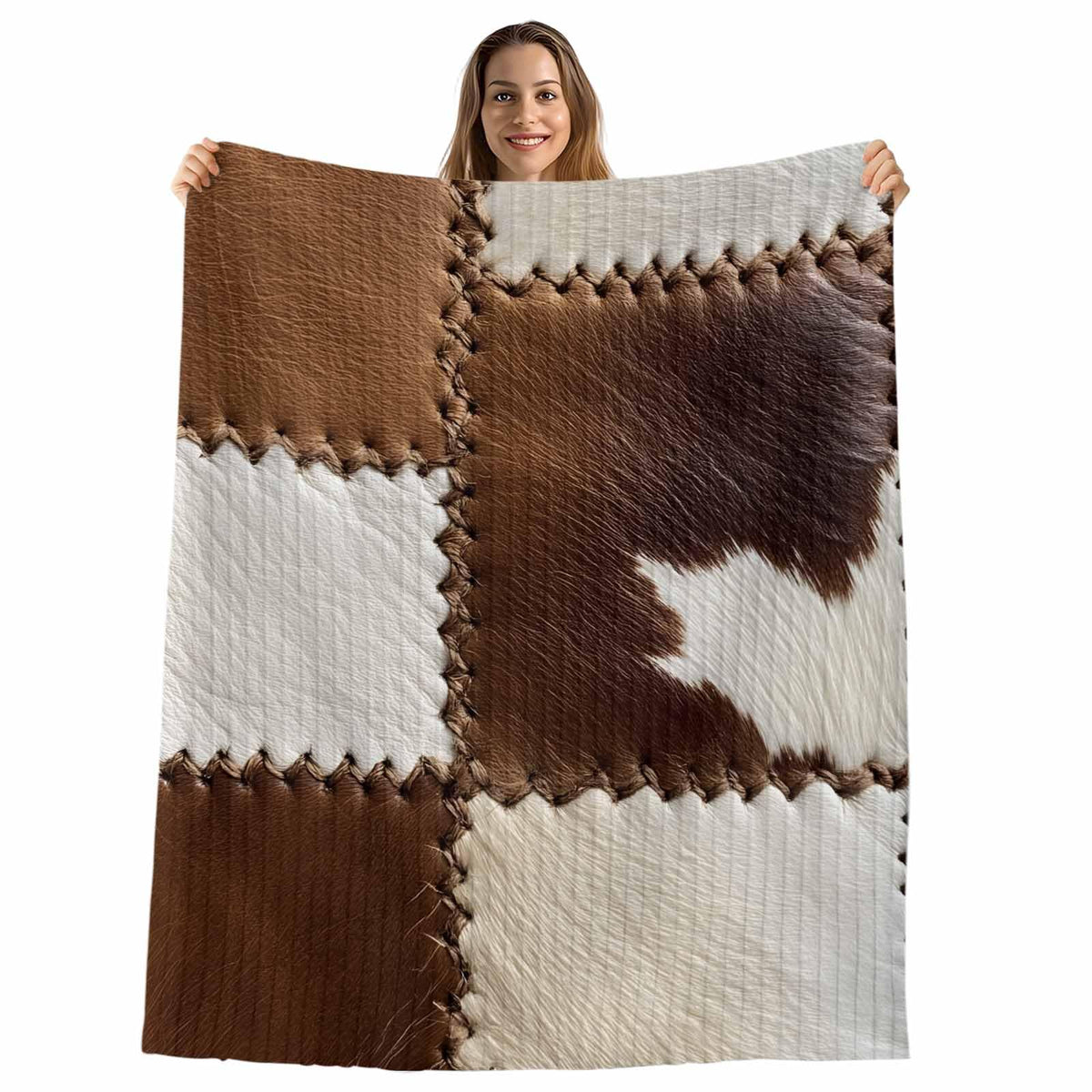 Western Cow-Print Flannel Throw Blanket