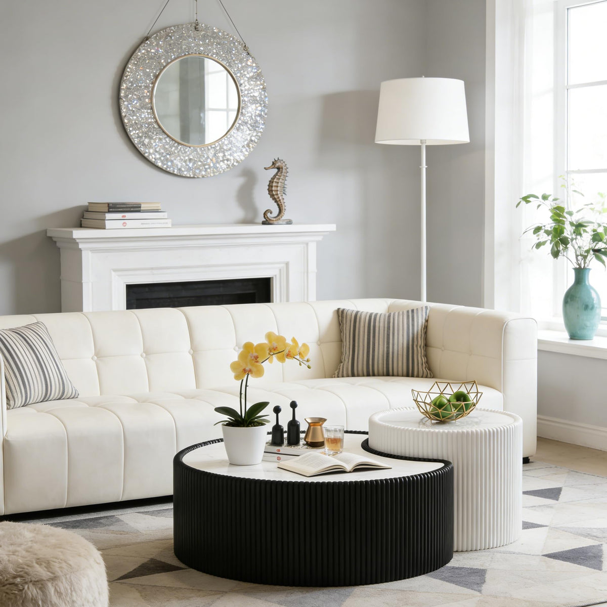 Black Drum Nesting Coffee Table Set