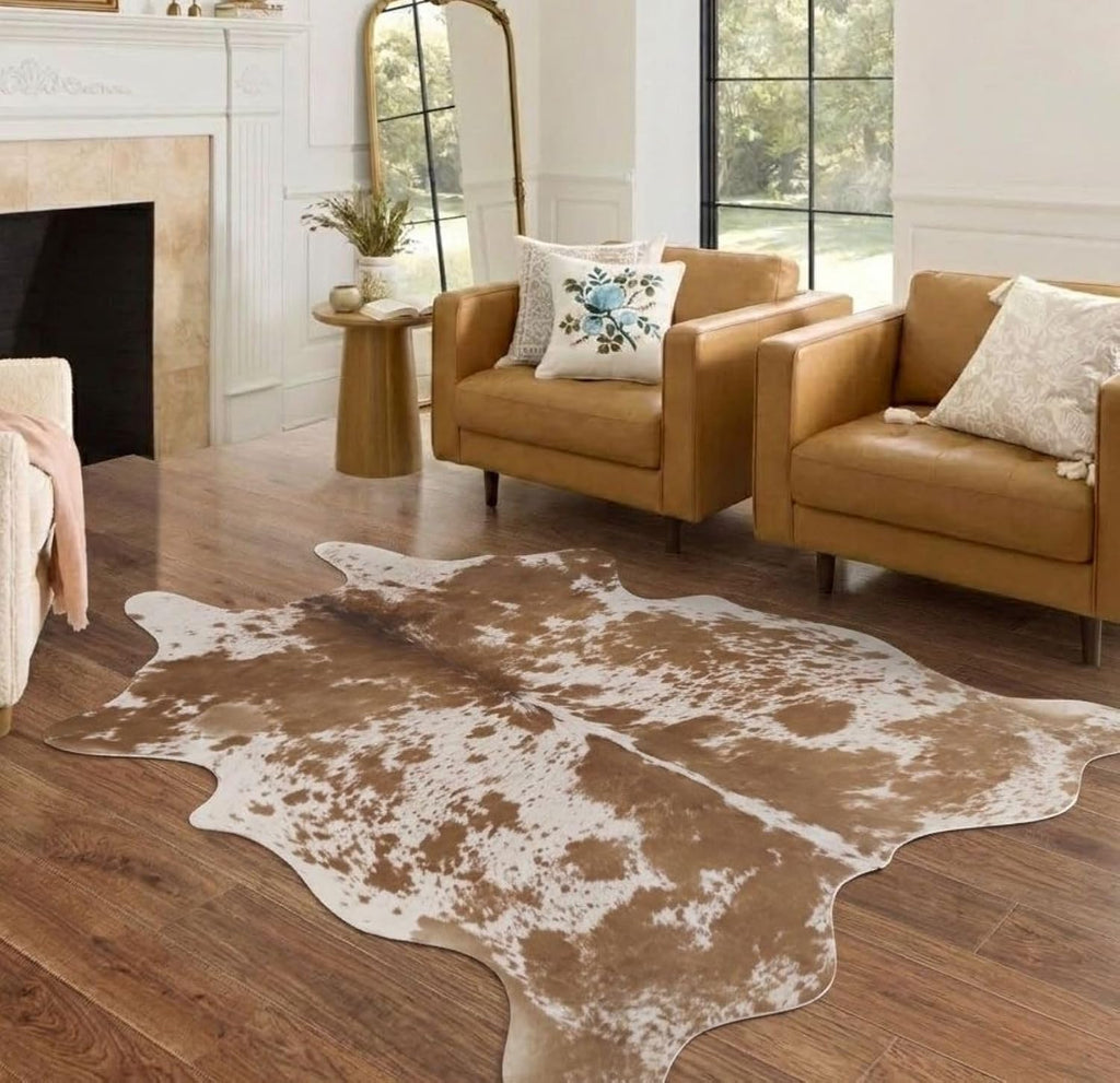 Faux Cowhide Rug 4.6x5.2 ft Cow Hide Faux Cowhide for Living Room Bedroom Dining